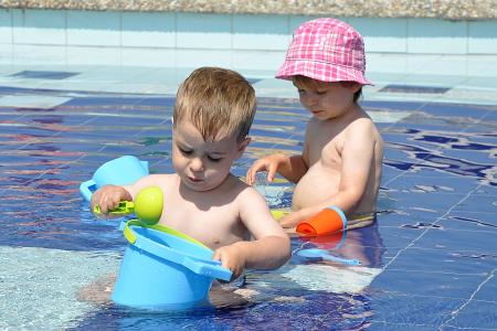 Jana and Honza in children pool