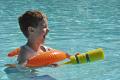 In the pool with water gun