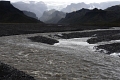 Icelandic river and glacier in the background